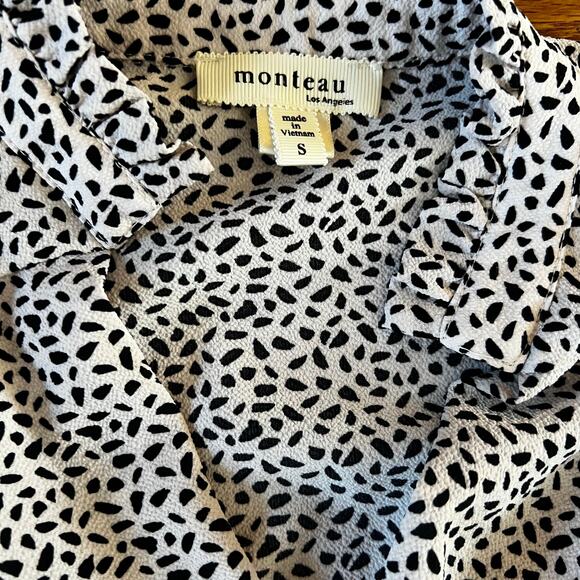Monteau Los Angeles Speckled Flutter Sleeve Wrap Blouse | Size S - Picture 2 of 3